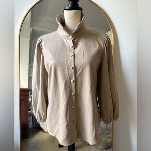 Chic Beige Button-Up Blouse